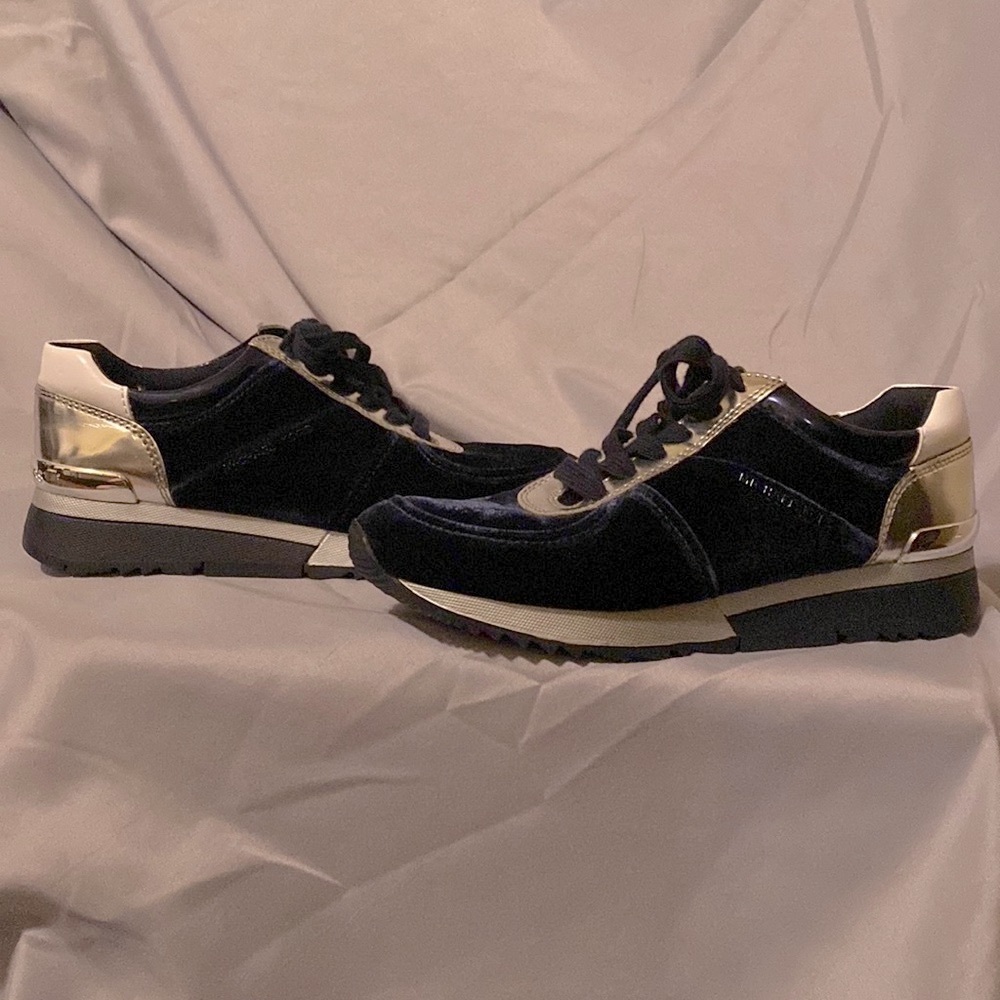 Michael Kors “Allie” Classic Velvet Silver Sneakers